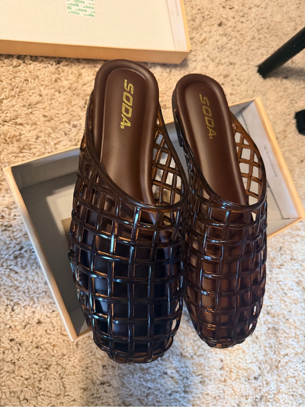 Soda Brown Woven Slip-On Clog Mules